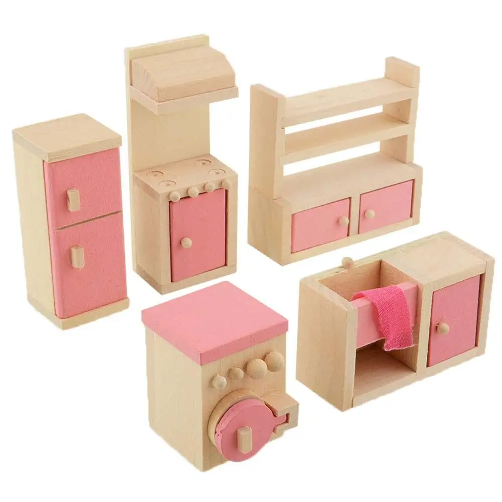 

Wooden Dolls House Furniture Miniature Kitchen For Kids Children Toy Gift Hot