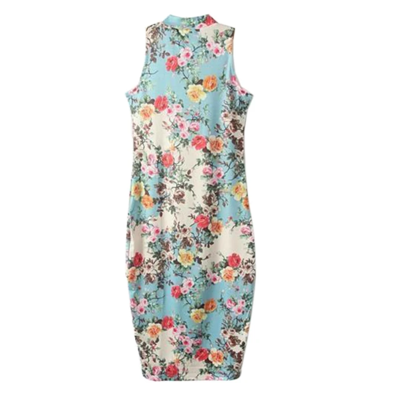 Платье без рукавов с цветочным принтом женское облегающее платье в стиле хип-хоп
