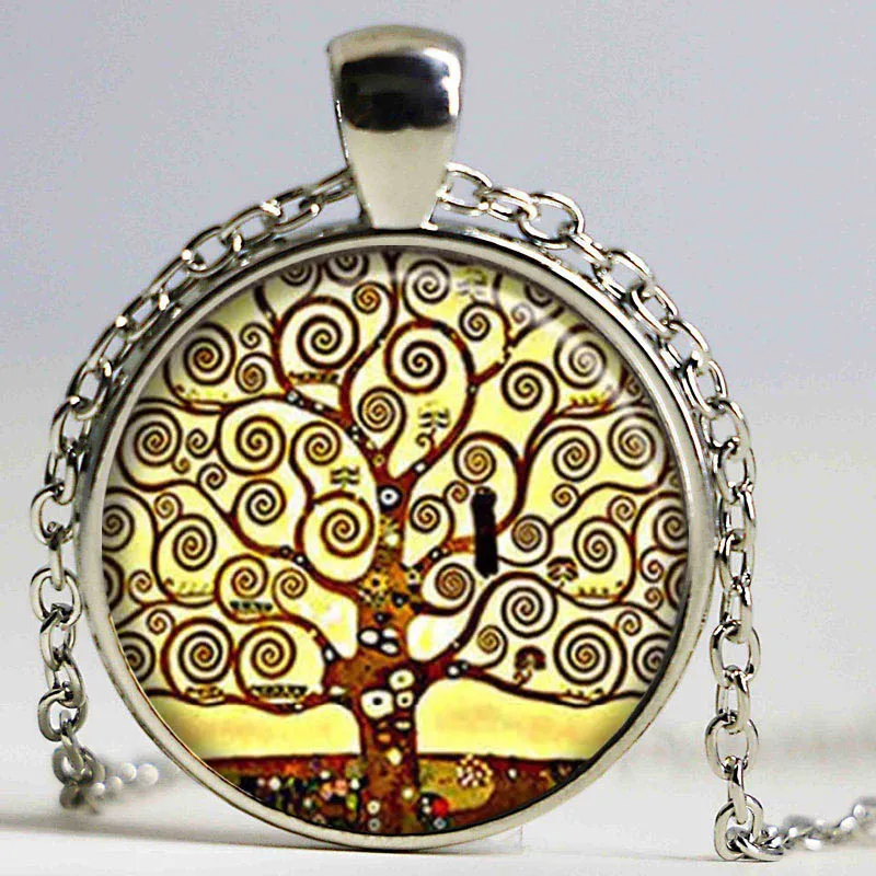 Стеклянный купол оптом Климт Древо жизни кулон ожерелье из дерева Густав арт