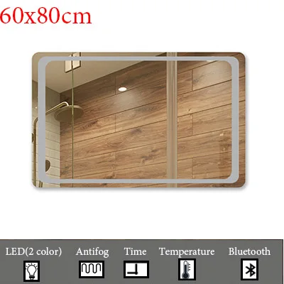 M023C-600x800mm Отельный пользовательский сенсорный Bluetooth светодиодный зеркальный умный Анти-туман настенный туалетный зеркало для дома 2 цвета светильник espejo pared tocador - Цвет: M023C-600x800mm