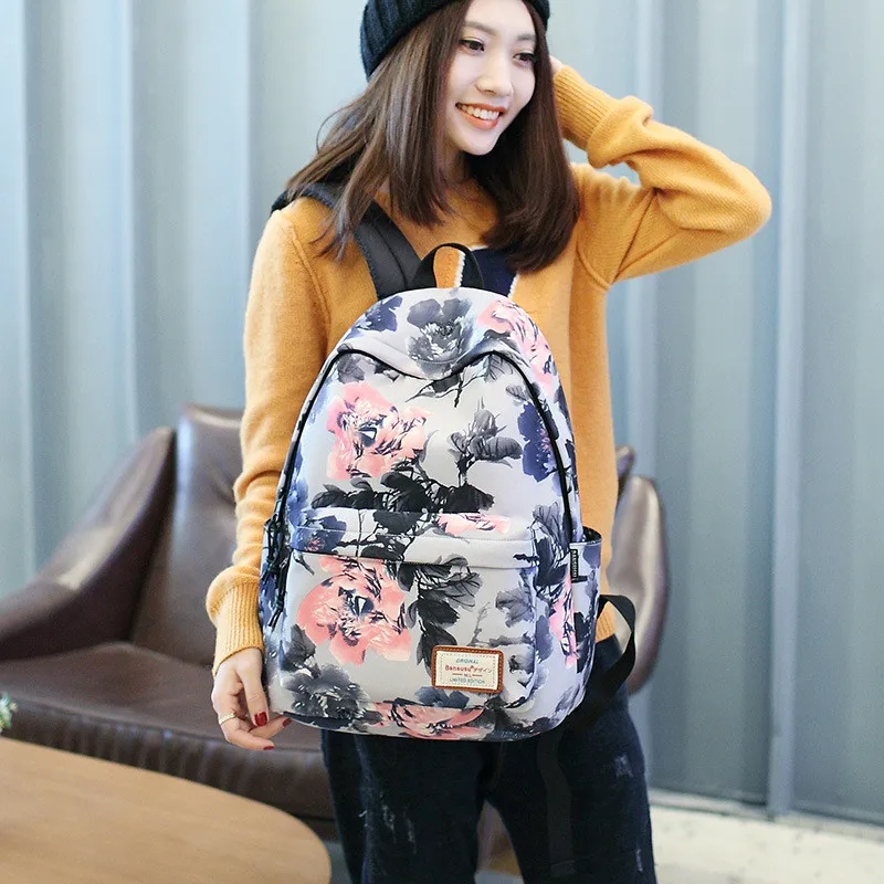 Бренд 2018 Для женщин ежедневно рюкзак для школы девочек-подростков с цветочным
