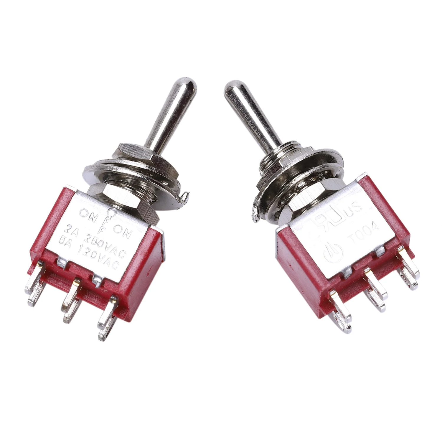 FLGT-3 AC125V 6A мини электрический селектор никелевый тумблер Dpdt ВКЛ-ВЫКЛ. красный