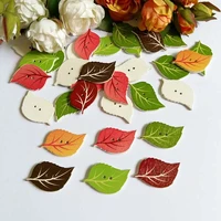 50pcs mixed leaves wood apparel sewing buttons for clothes scrapbooking decorative crafts handicraft diy accessories