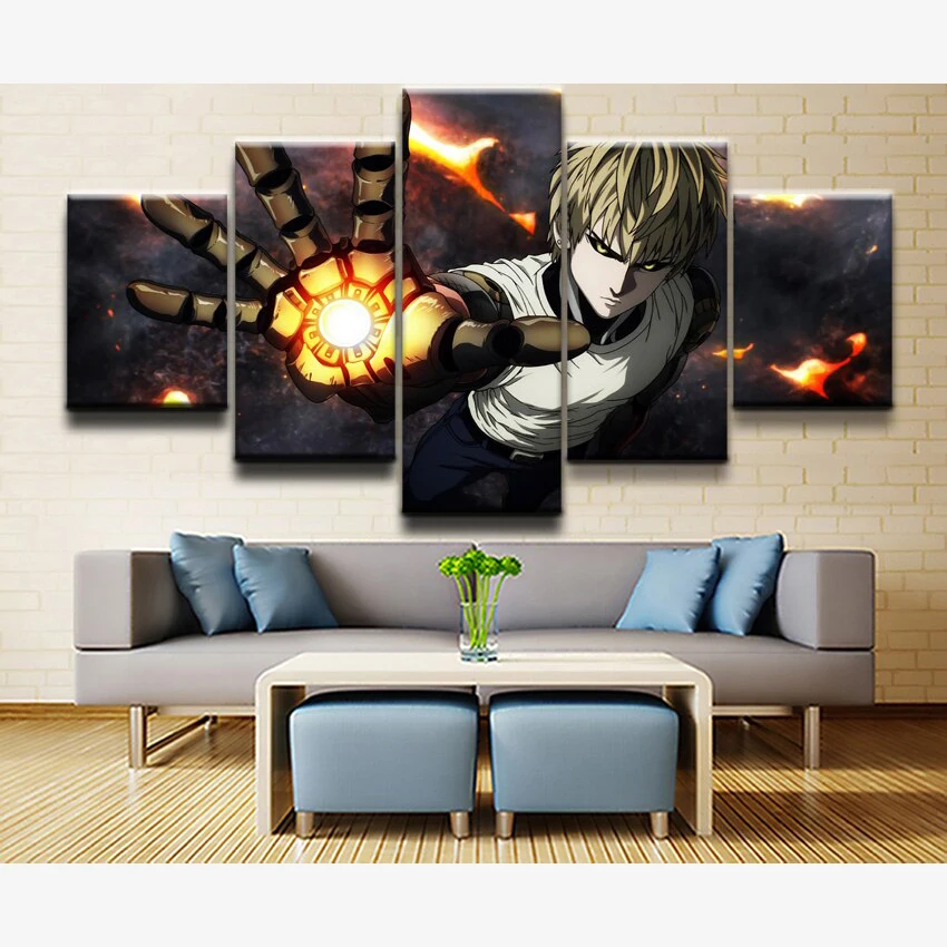 Украшение для дома настенное искусство 5 панелей аниме One-Punch Man Genos картина на