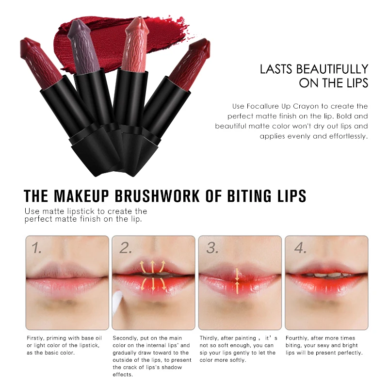 20 Color Dick Matte Tint Lipstick Red Velvet Waterproof Long Lasting Lipgloss Sexy Penis Tattoo Lips Makeup Brand Vnook |