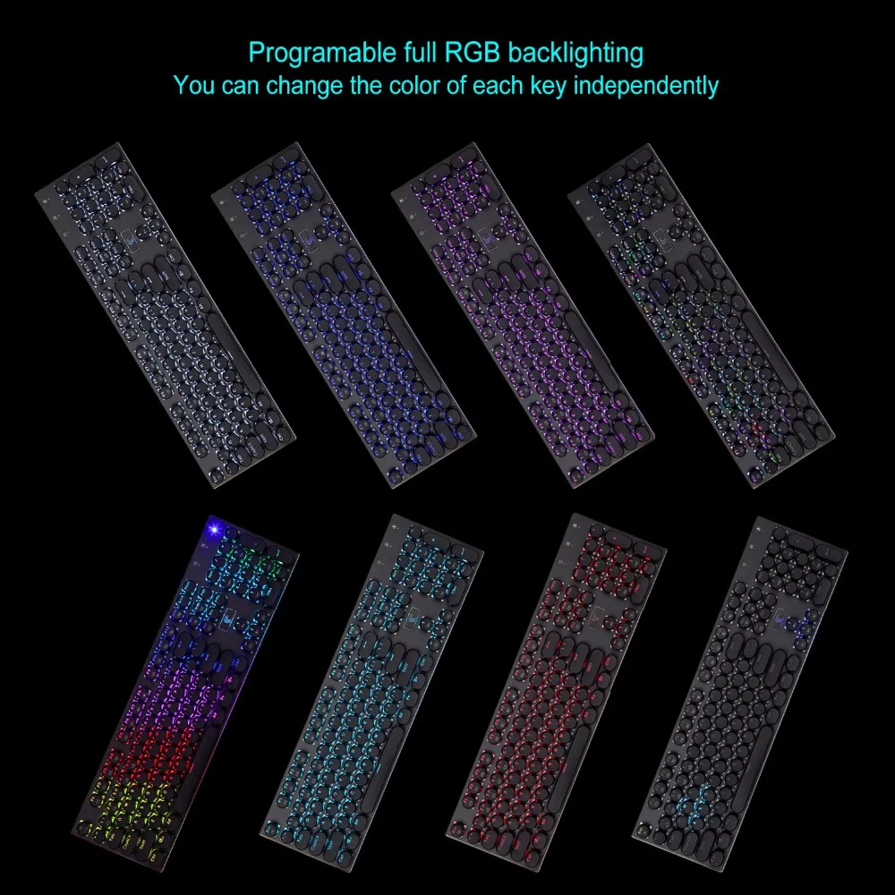 Механическая игровая клавиатура RGB в стиле ретро программируемая подсветка