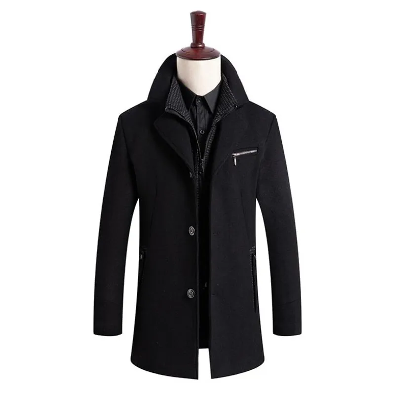 

Winter Men's Wool coat Business Casual Thicken Warm Coat Removable Liner Large Size Jacket Overcoat M-4XL