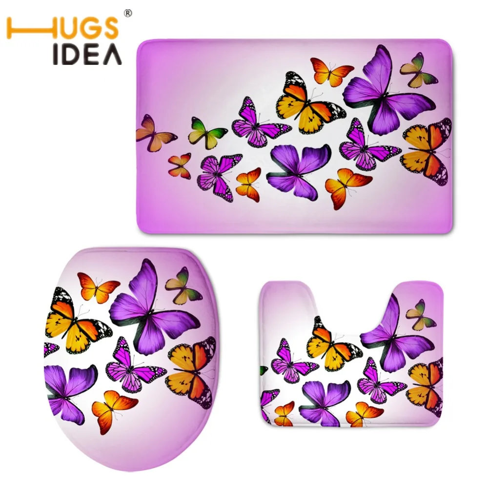 HUGSIDEA аксессуары для унитаза с 3D рисунком бабочки коврик сиденья нескользящий