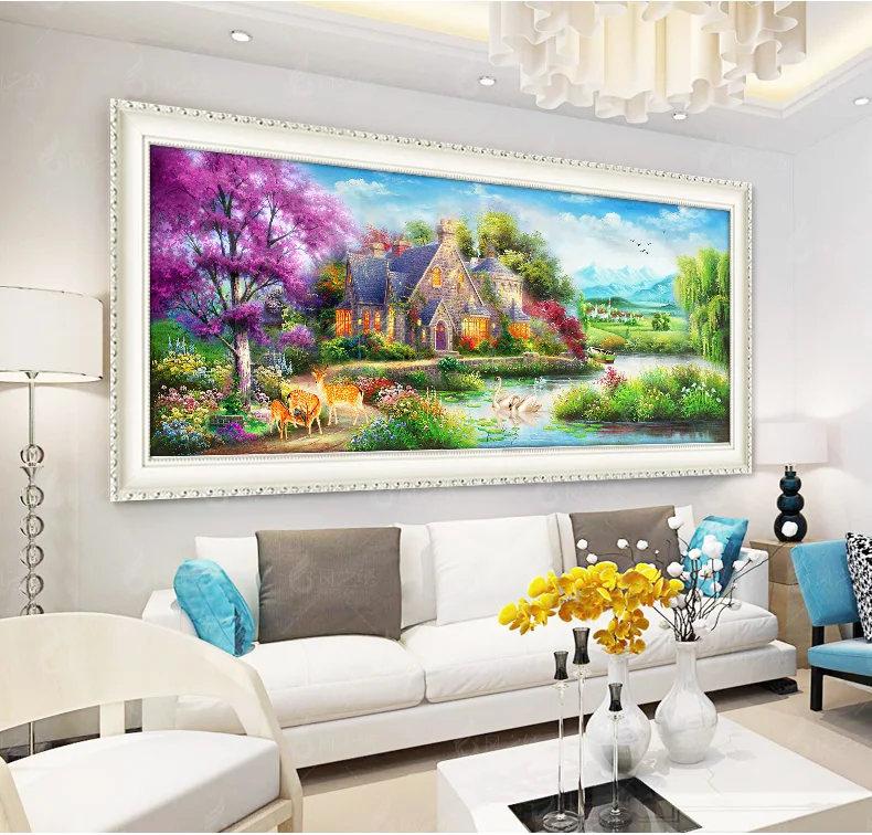 DIY 5D картина вышитая бисером незавершенной украшения дома Пейзаж загородный дом