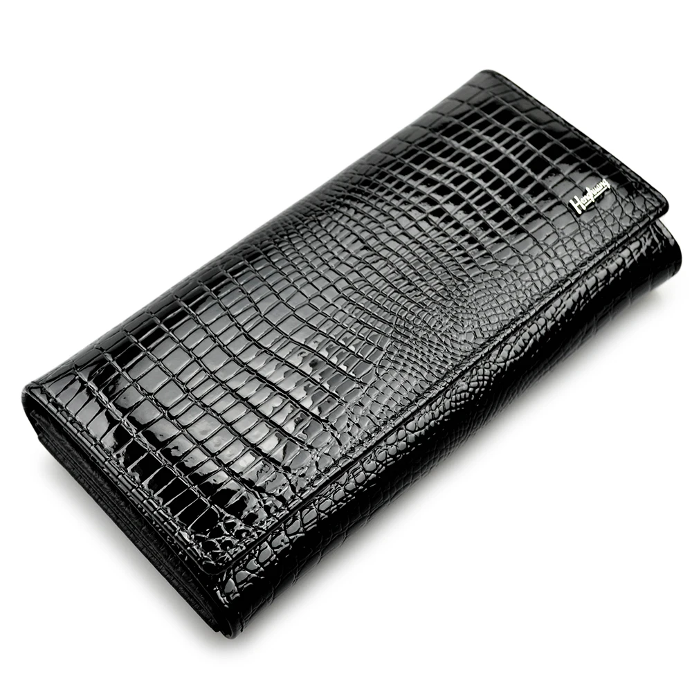 black HH для женщин женские кошельки и кошельки Элитный бренд аллигатора длинные пояса из натуральной кожи дамы клатч портмоне женский крокодил - Цвет: black