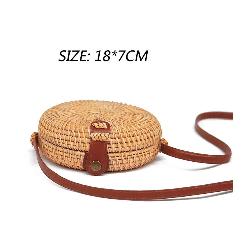 

Amberler Fashion Rattan Women Beach Shoulder Bag High Quality Summer Ladies Round Crossbody Bag Famous Designer Small Straw Bags