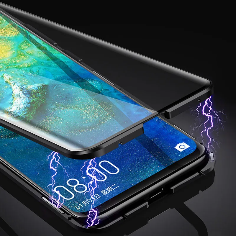 For Huawei P30 Pro Magnetic Case Front+Back double-sided Tempered Glass for Mate 20 P20 Metal Bumper |