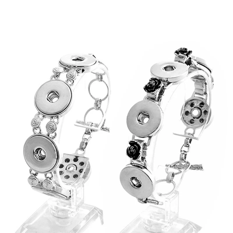 

5 Snaps Interchangeable 107 Metal Bangle Retro Fashion Fit 18mm Snap Button Bracelet Bangle Charm Jewelry For Women Men Gift