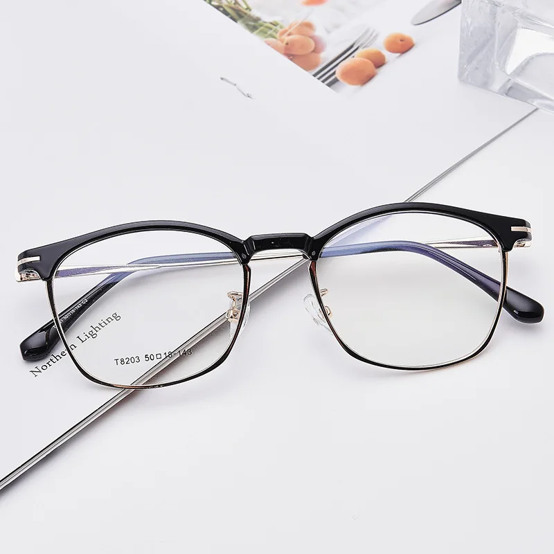 C2 black gold Винтажные ультралегкие оптические очки из сплава для компьютера Корея Квадратные прозрачные очки для женщин и мужчин ретро очки для чтения PG0063 - Цвет оправы: C2 black gold