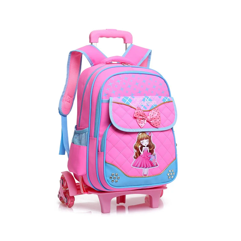 2pcs/Set Trolley School Bag for Girls Cute Bow With Princess larger Capacity bags with six Wheels Kids Hand Bags | Багаж и сумки