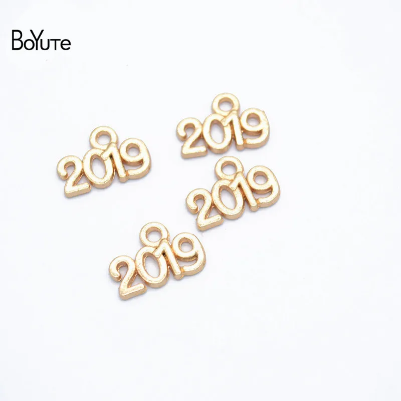 BoYuTe(100 шт./лот) металлический сплав 14*9 мм год сувенирные Подвески Diy ювелирные аксессуары 6 цветов - Окраска металла: 2019 KC Gold