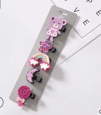 9 HM022 Korean Version Sweet Children's Hairpin Sequins Animal Unicorn Cat Bow Owl Cute Cartoon Princess Hair Clip Jewelry - Окраска металла: 9