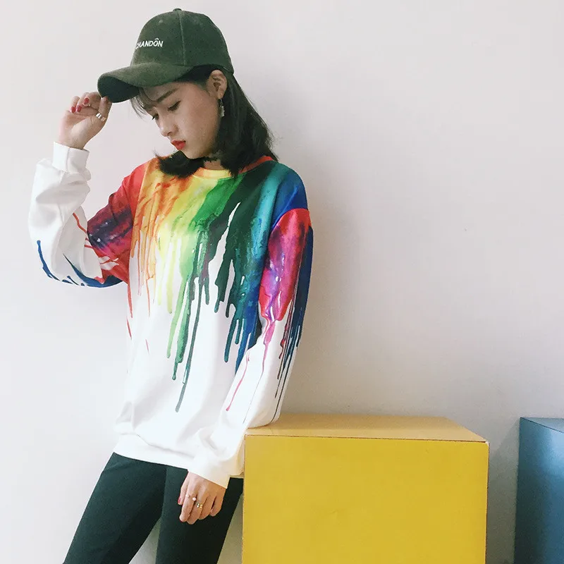 

Hiawatha Spring Harajuku Style Graffiti Pullover Hoodies Fashion Loose Long Sleeve Women Sweatshirt WY0935