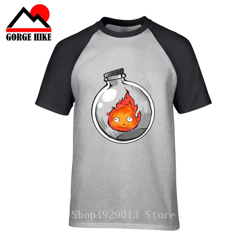 Мужская футболка с подвижным замком Red Fire Demon Ramen Howl мангой Ghibli забавная уличная