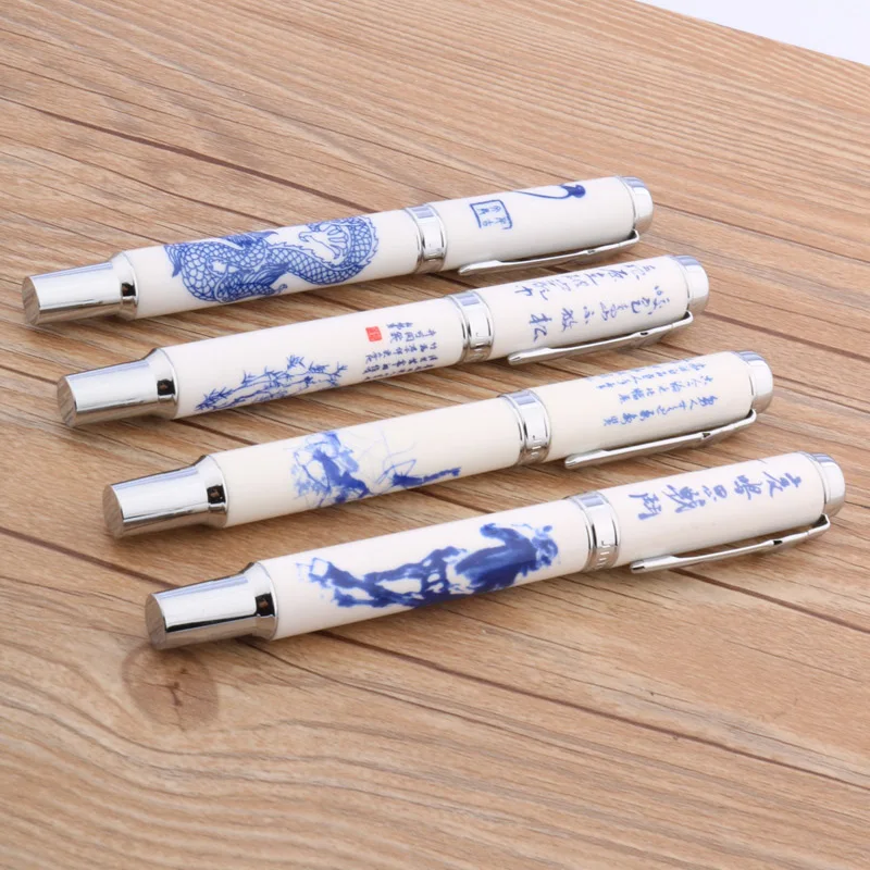 1 шт. JINHAO 950 Китайская каллиграфия Дракон синий и белый Керамика подарочная авторучка