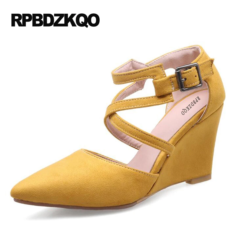 Тонкий ремешком туфли на танкетке маленький размер Ремень для лодыжки Размер 4 34