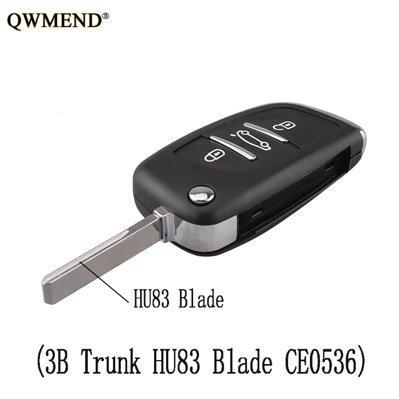 QWMEND 3BT пульт дистанционного ключа чехол для PEUGEOT 107 108 207 208 307 308 408 оригинальный ключ