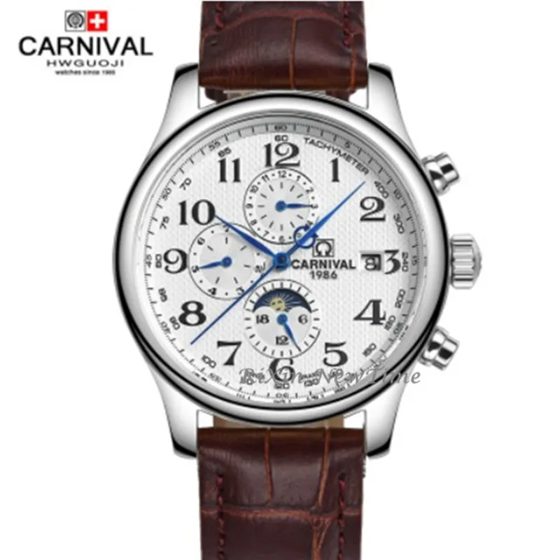 

Switzerland Carnival moon phase Men Watches Top Brand Luxury Sapphire Waterproof Automatic Mechanical Watch montre homme uhren