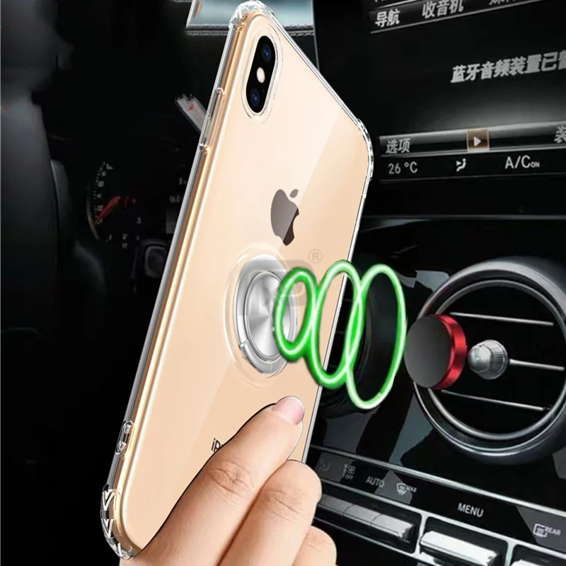 Чехол для iPhone Xr Xs max 7 8 6 S Plus X Прозрачное Кольцо из мягкого ТПУ с