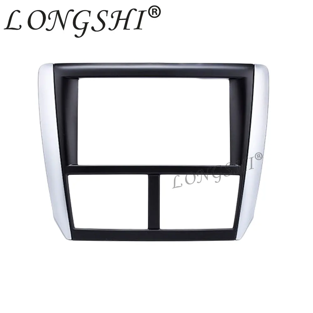 

LONGSHI Double Din Car Stereo Fascia Fitting Frame for 2008-2013 Subaru Forester Impreza Dash CD DVD GPS Surround Panel Black 2d