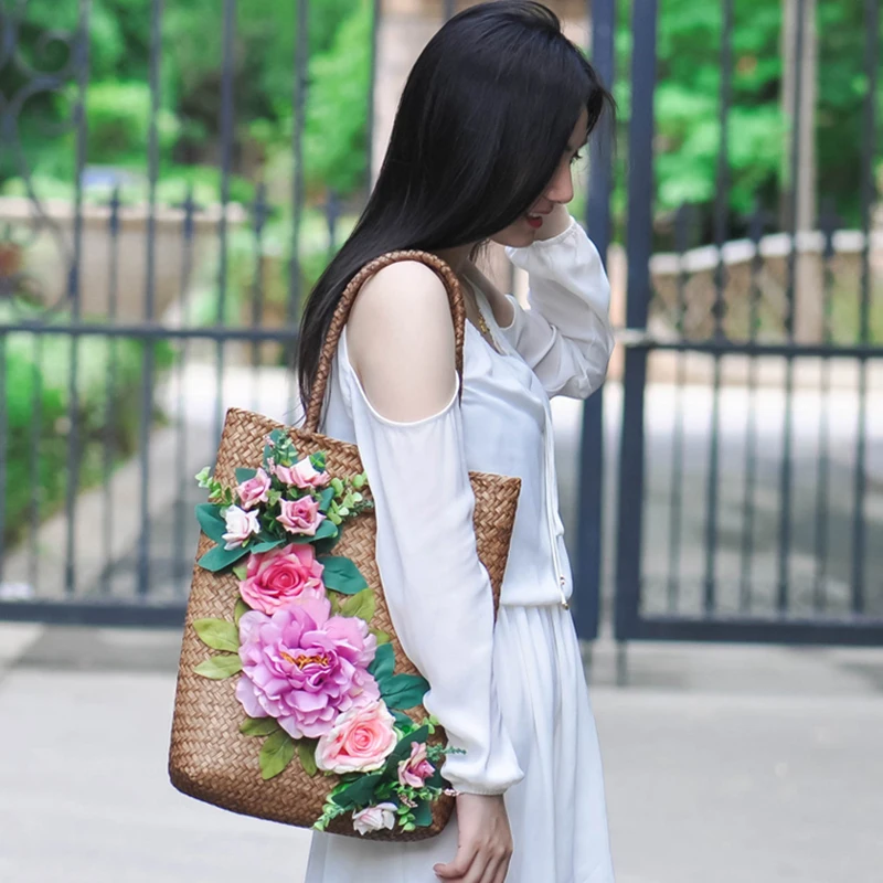 Женская пляжная сумка плетеная вручную в винтажном стиле праздничные сумки с