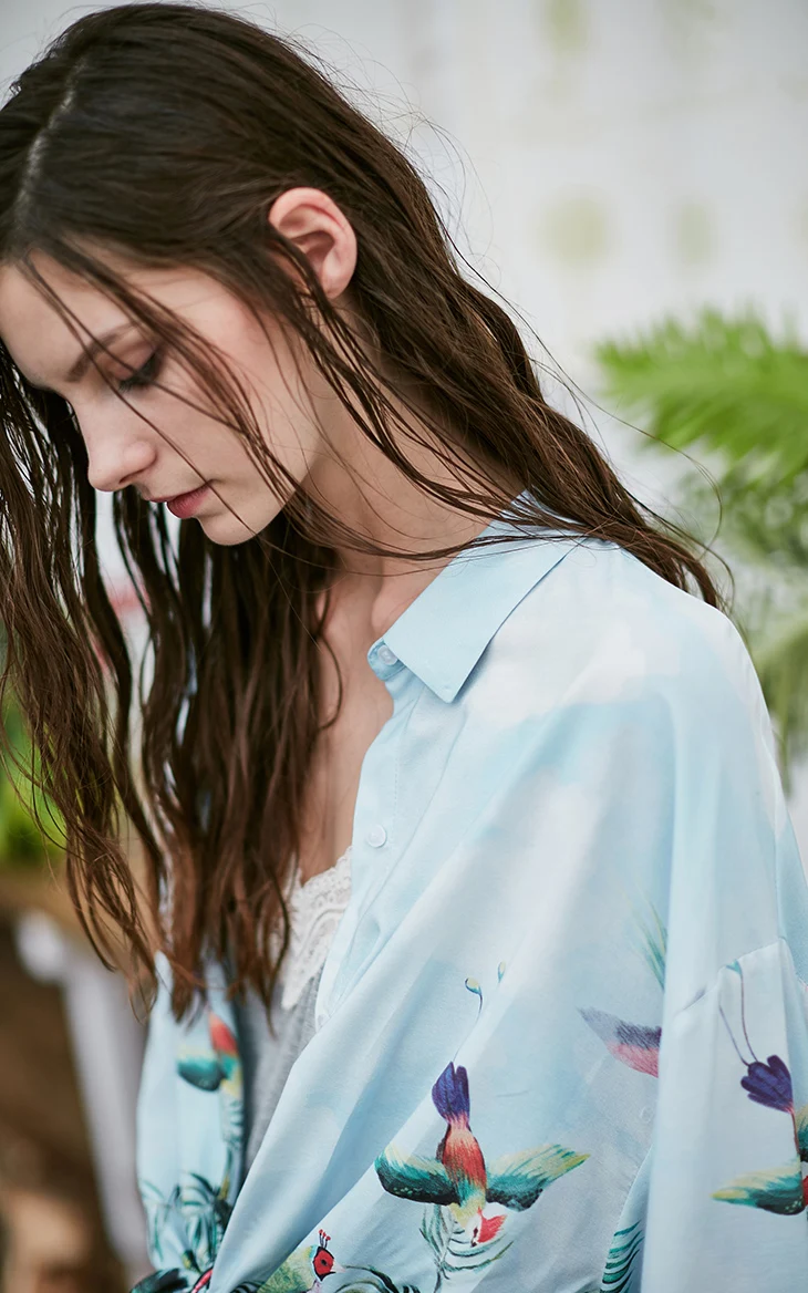 Vero Moda с принтом с открытыми плечами Свободная рубашка пижамы | 317405504