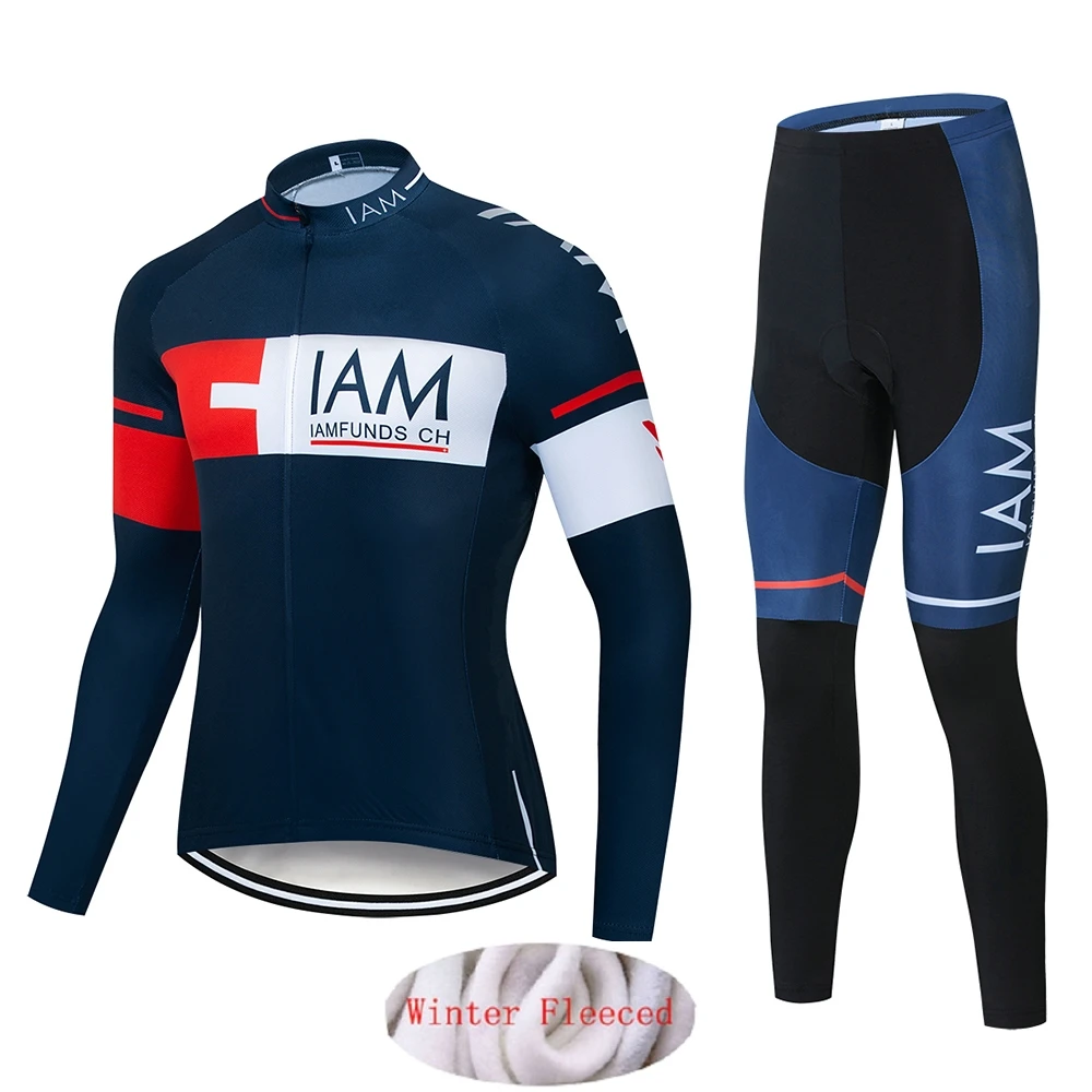 Бежевый IAM Pro Team Зимняя Теплая Флисовая велосипедная одежда для мужчин с длинным рукавом Джерси костюм для прогулок верховой езды на велосипеде MTB Одежда комбинезон комплект - Цвет: Бежевый