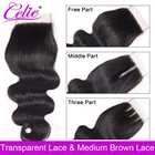 Celie волосы с волнистыми волосами 4x4 прозрачные швейцарские HD кружевные застежки с детскими волосами бесплатно средние три части застежки человеческих волос