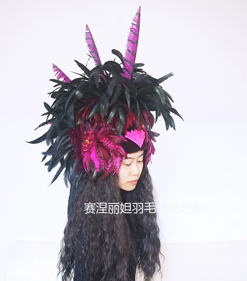 Изготовленный На Заказ преувеличенный Черный Розовый Красный Moxi сухой Пернатый