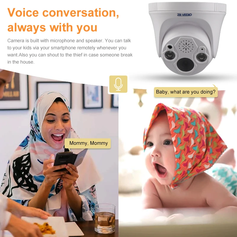 ZSVEDIO WIFI 1080P 2.0MP IP камера H.265 Двусторонняя аудио слот для sd карты CCTV Onvif 2 1 CamHi|Камеры