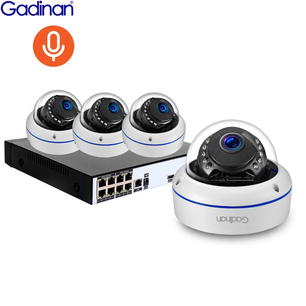 Gadinan 8CH 1080 P POE NVR Kit 2.0MP видеонаблюдения Системы 4 шт. аудио записывать звук IP Камера
