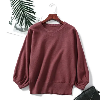 khaki sweater Женские пуловеры, вязаный свитер, базовый свитер с длинными рукавами и круглым вырезом, зимние свитера, шерстяные Повседневные вязаные топы размера плюс - Цвет: khaki sweater
