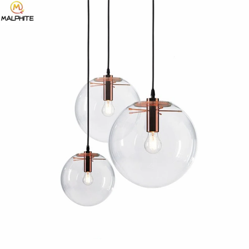 Suspension Luminaire Designer Glass Chandelier lighting Minmalist lustre Globe Transparent Ball lustres Living Room deco fixture | Лампы и