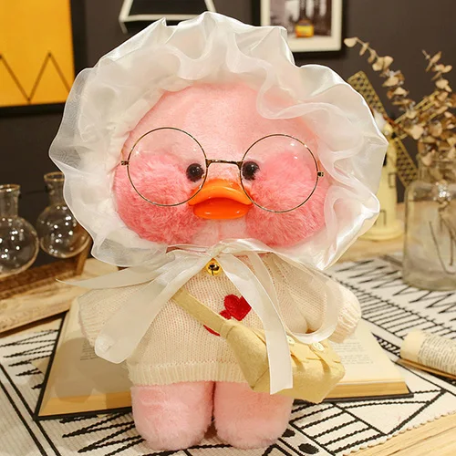 Счастливая обезьяна 30 см милые плюшевые игрушки куклы новые Kawaii пушистая мягкая плюшевая утка кукла подарок игрушка для детей Дети Взрослые День рождения - Цвет: Белый