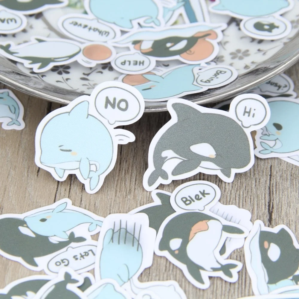 40pcs Cute Whale Animal Scrapbooking Stickers DIY Craft Photo Albums Decals Diary Decor