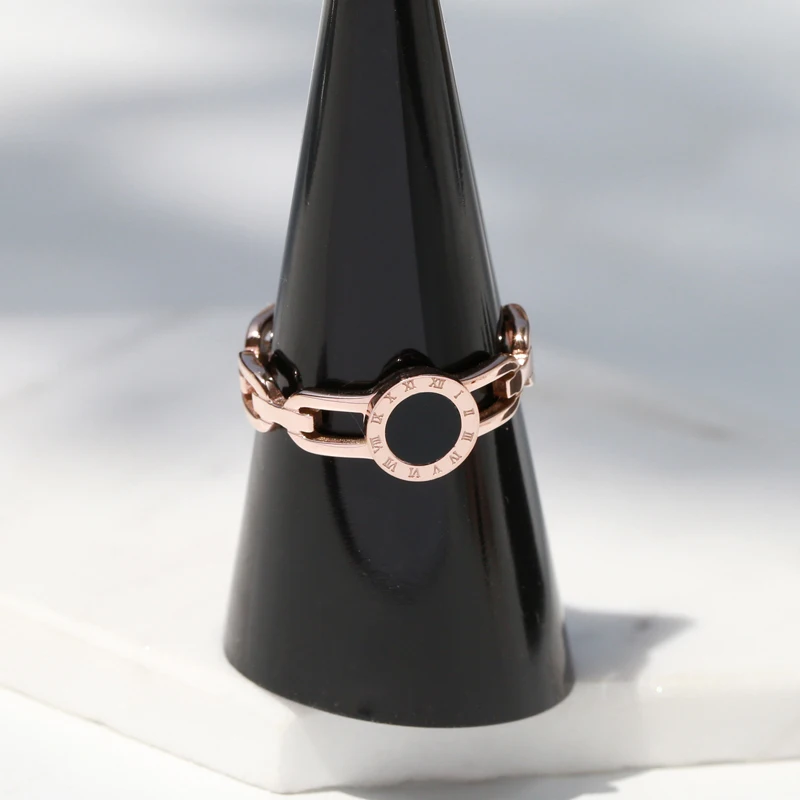 Новое поступление 2018 модные черные римские кольца YUN RUO Роза золотистого цвета