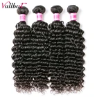 Vallbest большие Бразильские глубокие волнистые человеческие волосы 3 пучкапартия 300 г плетение наращивание натуральный черный # 1B цвет Remy волосы 3 шт.