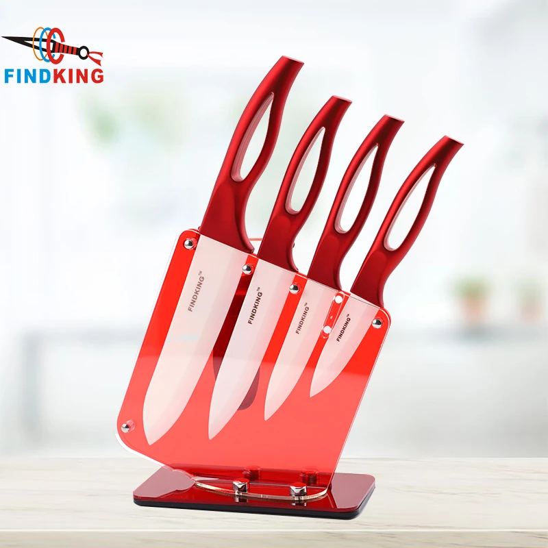 

FINDKING Beauty Gifts Zirconia red handle Ceramic Knife with holder kitchen Set 3" 4" 5" 6" inch+ Peeler+Holder kitchen knife