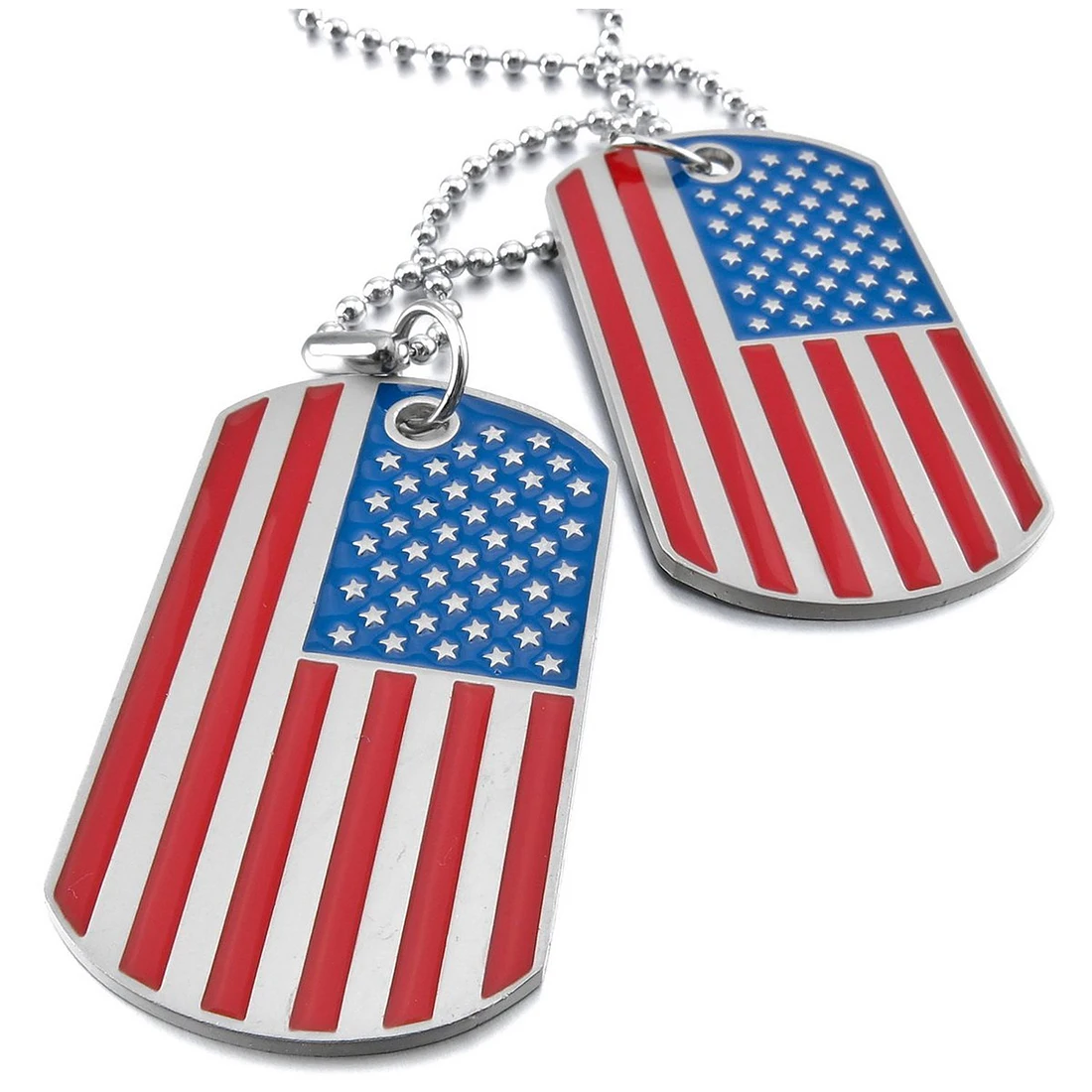 2 шт сплав кулон ожерелье красный и белый полосы США американский флаг двойная