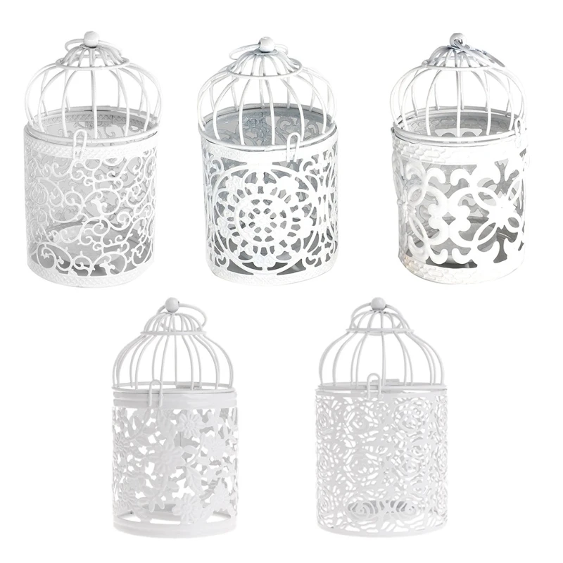 

Hollow Holder Candlestick Tealight Hanging Lantern Bird Cage Vintage Wrought New