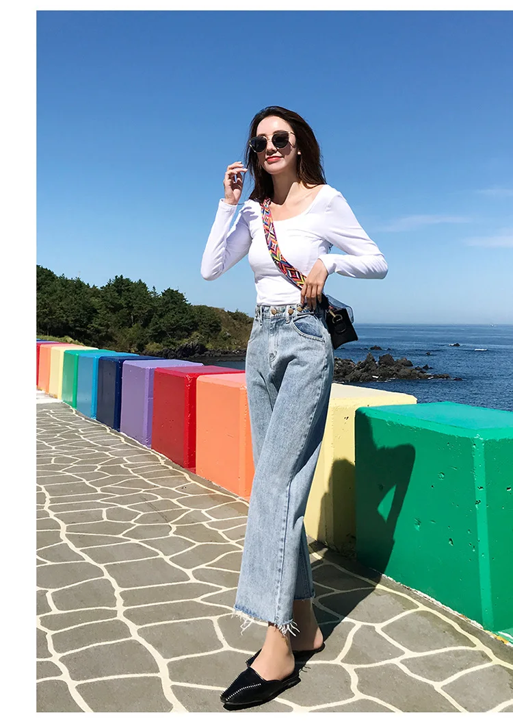 Корейская версия стиль 2019 новые женские модные брюки джинсы для девочек