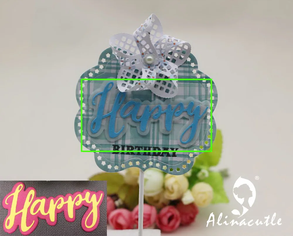 AlinaCraft металлические резные штампы нарезка теней контур palphabet word happy Scrapbook бумага