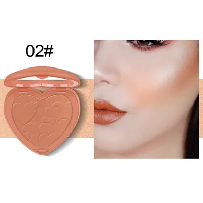 Bronzer 02 Румяна персиковый макияж бронзовая Румяна для лица Пудра лица щек Румяна Палитра Профессиональный бронзатор запеченное сердце Хайлайтер для женщин - Цвет: Bronzer 02