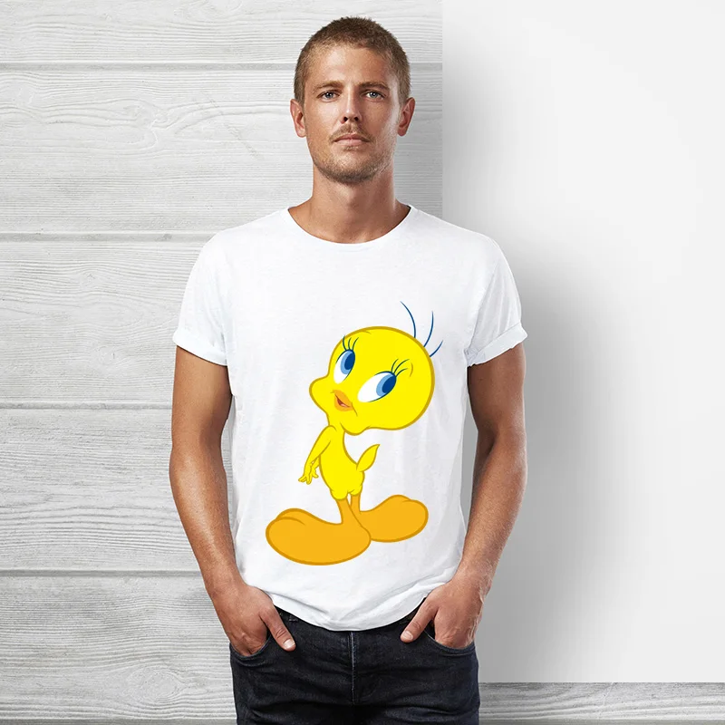 7 Seestern мультфильм Looney Tunes птичка Твити футболка для мужчин с коротким рукавом лето хип хоп топы забавная Милая птица Студенческая футболка - Цвет: 7