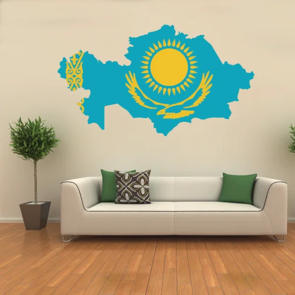 Флаг Карта Казахстана Настенная карта флаг Искусство Виниловая наклейка для